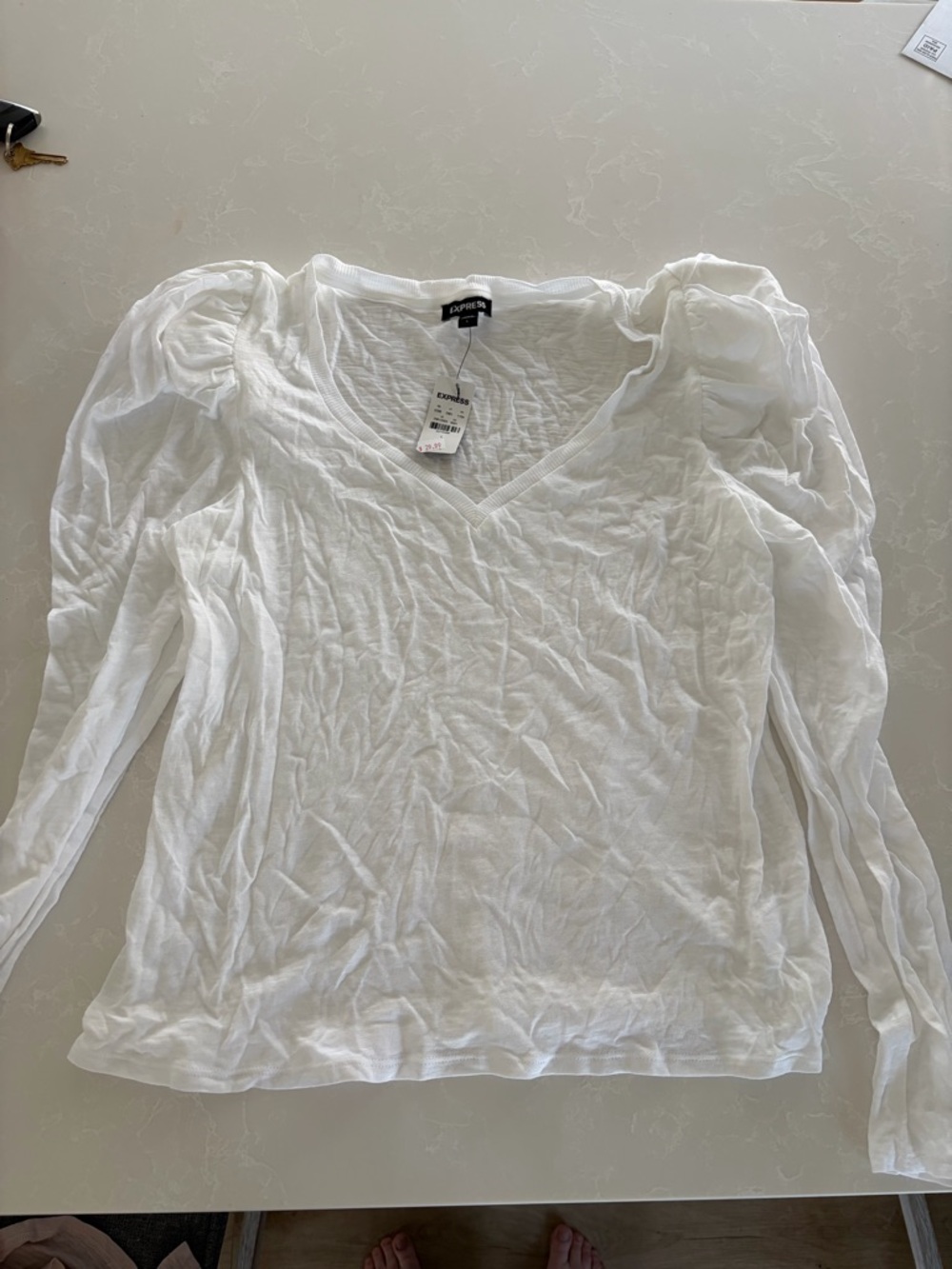 Express Women's White Puff Sleeve V-Neck Top & Pink V-Neck top nwt sz.large